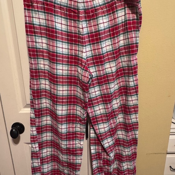 Gillian & O’Malley Red White  Plaid Flannel Pajamas Button Down Top Pants Sz L - Picture 14 of 16